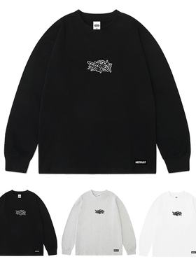 蜜丘琳Respect尊重涂鸦字体街舞长袖 bboy街舞说唱小领口长袖T恤