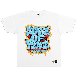 蜜丘琳STATE OF PEACE 原创街舞街头嘻哈重磅小领口T恤
