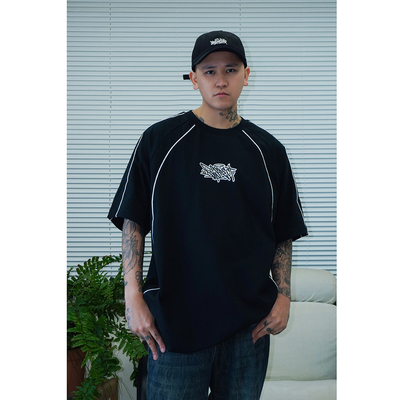 Respect涂鸦设计短袖唧边裁剪版