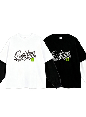 蜜丘琳FreeStyle嘻哈风字母印花长袖T恤男女宽松街舞潮流上衣潮牌