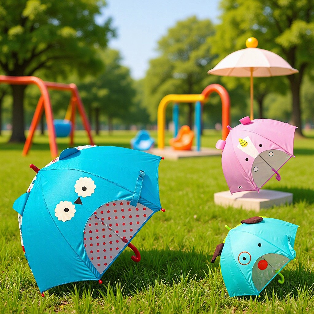 enbihouse蜜蜂独角兽可爱动物造型3D立体纤维遮阳晴雨伞儿童雨伞