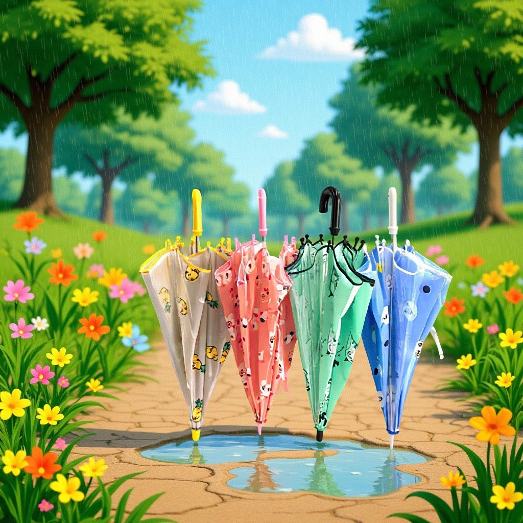 enbihouse工厂直供ins北欧风可爱菠萝梅花遮阳伞纤维骨儿童雨伞