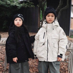 儿童冬季 户外风羽绒服连帽外套男女童加厚90白鸭绒冲锋衣山系童装