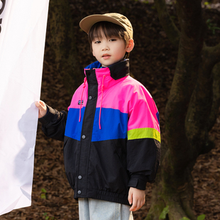 儿童秋冬三合一冲锋衣2025新款 上衣男童撞色拼接立领外套 山系童装