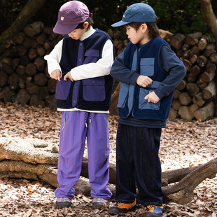 户外外套中大童装 工装 秋冬保暖背心 儿童日式 男童加绒马甲2025新款