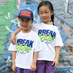 纯棉体恤2026新款 百搭上衣童装 T恤男童夏装 儿童潮牌字母印花短袖