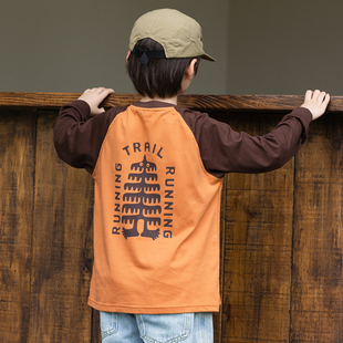 男童秋装2025新款儿童卡通插肩袖长袖T恤中大童纯棉打底衫潮童装