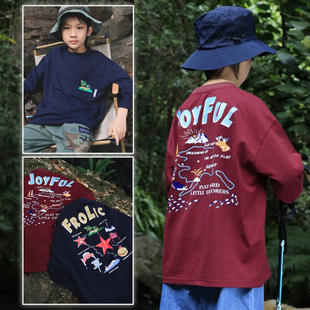 打底衫 纯棉柔软男童上衣中大童休闲长袖 新款 儿童圆领t恤2026春装