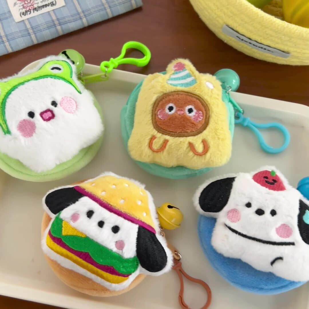 8个创意可爱毛绒公仔零钱包多功能硬币耳机口红钥匙扣收纳耳机包