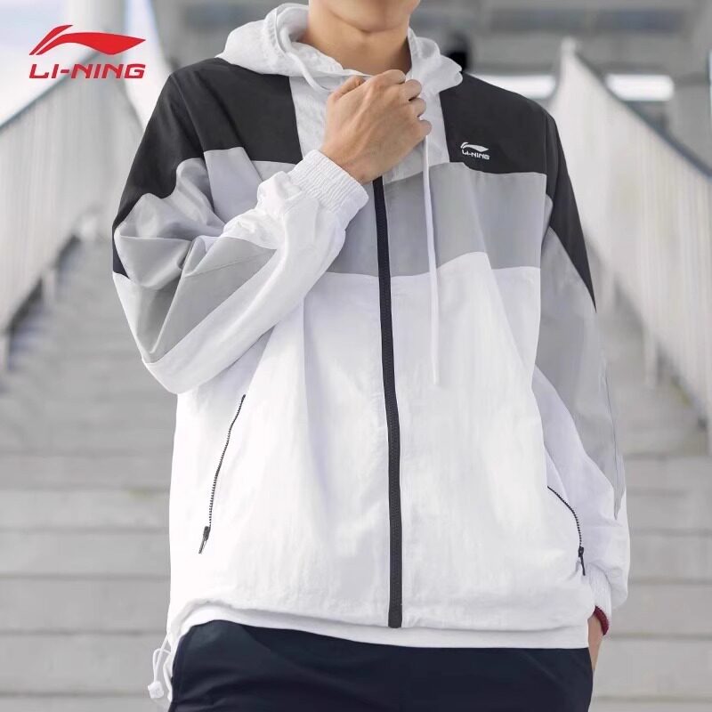 李宁外套男正品春秋新款风衣长袖开衫连帽上衣休闲梭织运动服夹克