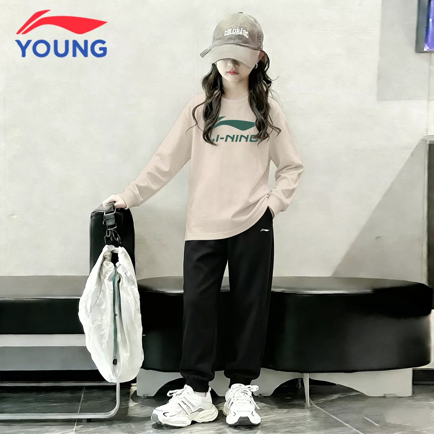 李宁女童春秋套装2026新款初中生运动两件套儿童时尚长袖卫衣卫裤