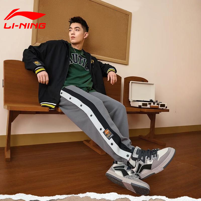 李宁秋冬运动裤健身扣裤侧开宽松