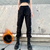 高腰显瘦束脚秋冬小个子休闲运动裤 美式 女2025新款 裤 子潮 加绒工装