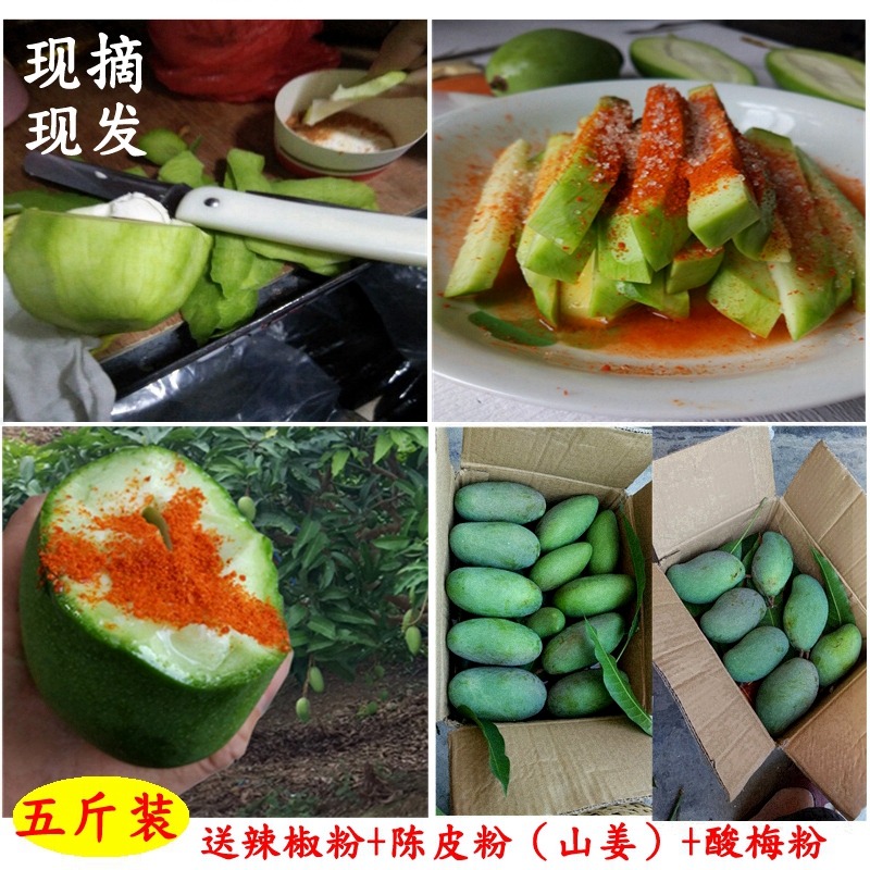 酸芒果 芒果 新鲜包邮海南酸脆辣椒小象牙芒生吃芒果现摘现发5斤