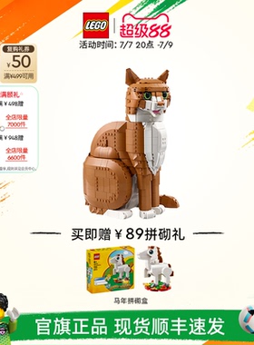 乐高官方旗舰店正品21376橙色的猫橘猫拼搭积木玩具摆件生日礼物