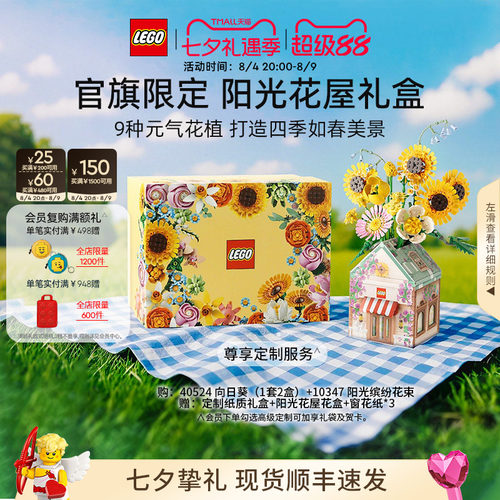 乐高阳光花屋礼盒永生花积木礼物