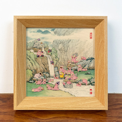 《呆呆兽之泉》中国风宝可可达鸭呆呆王国画喷绘礼物装饰画摆台