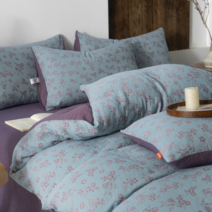 全棉A类母婴色织双层纱三四件套单双人学生宿舍被套床单床笠枕套