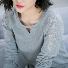 秋装 洋气中年显瘦打底衫 宽松上衣大码 蕾丝T恤女长袖 体恤2019新款