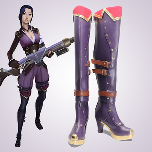 漫展cosplay鞋英雄联盟女警双城之战凯特琳cos鞋定制高跟大码增高