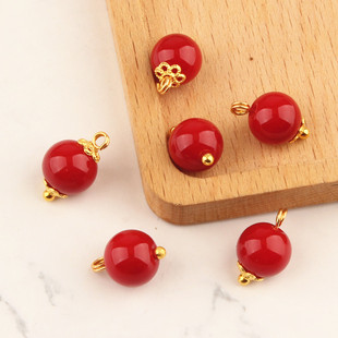 仿玉石扣子国风汉服旗袍纽朱砂红圆珠暗红扣衬衫开衫扣新中式装饰