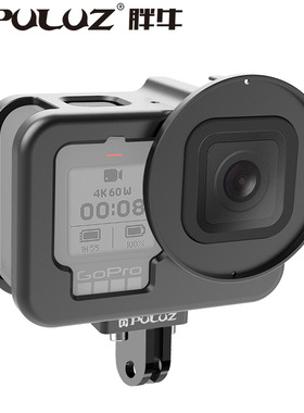 PULUZ适用于GoPro HERO12/11黑色金属保护套狗笼带保险框/UV镜头