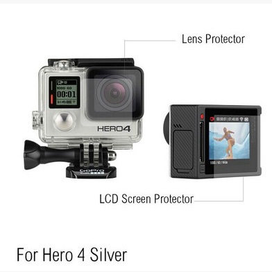 goprohero4/3+保护贴膜防水壳镜片保护膜hero4屏幕保护贴膜