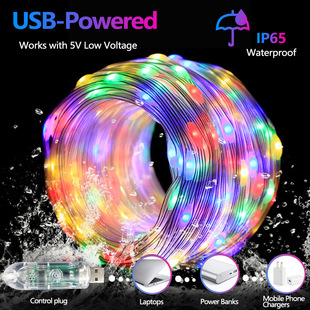 usb幻彩皮线灯声控串串灯蓝牙APP智能点控RGB氛围圣诞树圣诞灯
