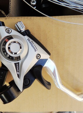 EF51山地自行车连体指拨右边8速折叠车变速刹车手柄银色