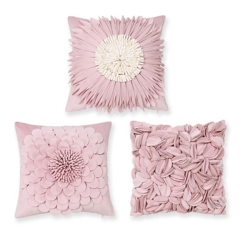 丝绒立体花朵百搭靠垫
