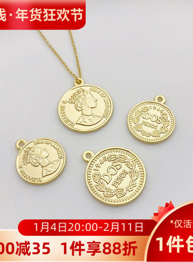14K包金复古美人头像吊坠
