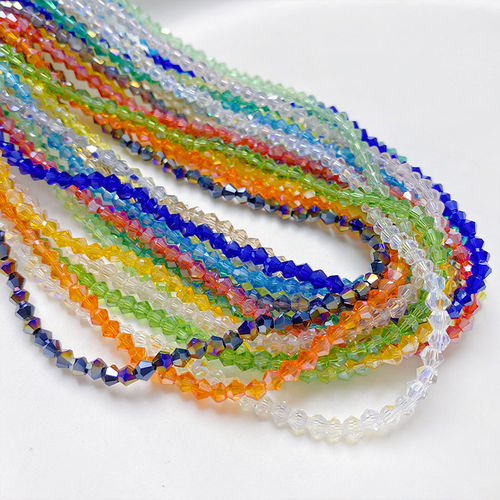 3mm菱形水晶玻璃珠子两头尖散珠