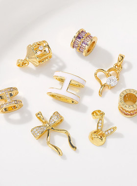 18K包金保色锆石蝴蝶结小吊坠