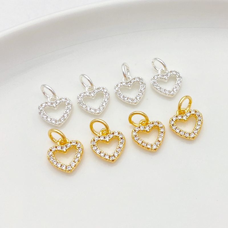 18K包金微镶锆石爱心吊坠