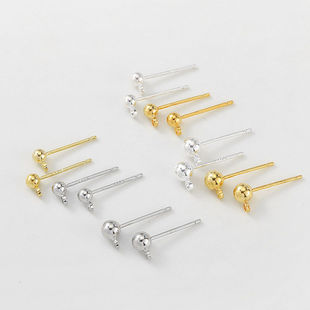 14K包金保色带吊环豆豆球针s925银针手工diy耳钉耳环饰品材料配件