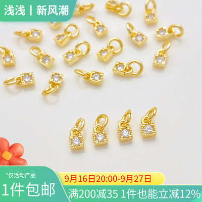 14K包金保色单锆方形小滴溜