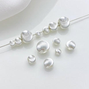 S925纯银超闪拉丝猫眼隔珠银珠波光转运珠手工diy串手链项链配件