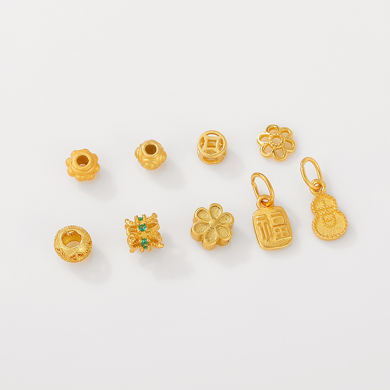 S925银镀古法金葫芦福字吊坠