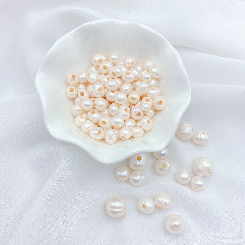 天然淡水巴洛克螺纹大孔珍珠散珠
