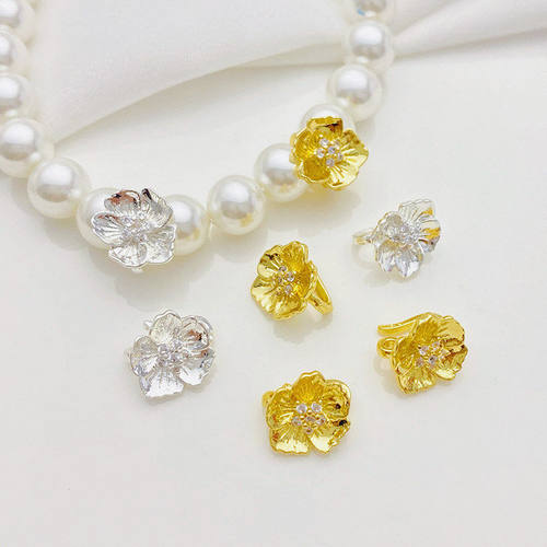 18K包金镶锆樱花扣手工diy挂钩扣