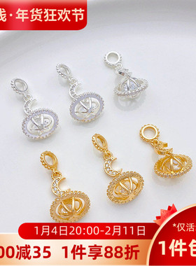 18K包金保色锆石月亮星球隔珠