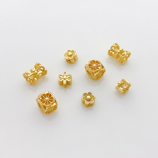 14K包金保色太陽花朵通孔隔珠鏤空珠散珠手工diy手鏈項鏈材料配件