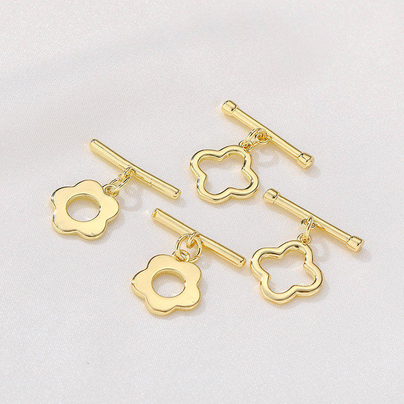 14K包金梅花OT扣四叶草连接扣手工diy制作手链项链饰品材料包配件