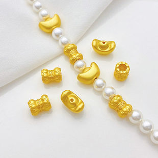 古法金保色并蒂莲元宝隔珠桶珠手工diy手绳手链项链饰品材料配件