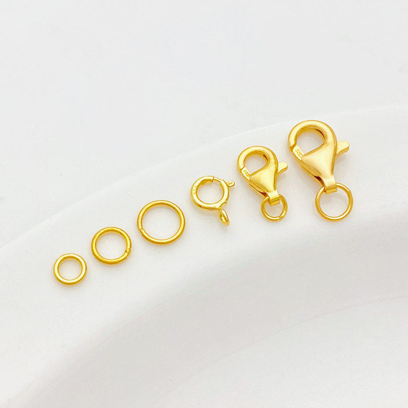 S925古法银镀金配件闭口环单圈弹簧扣龙虾扣diy手链项链材料配件,饰品/流行首饰/时尚饰品新,扣,淘宝优惠券,粉丝福利购,淘宝优惠卷