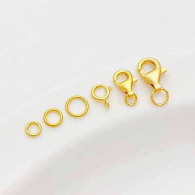 S925古法银镀金弹簧扣单圈配件