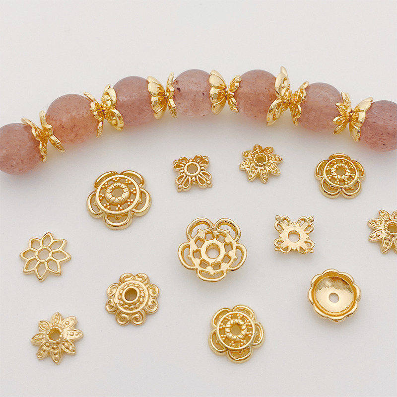 14K包金保色花朵形花托珠托花帽图片