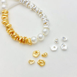 18K镀真金高保色不规则异形隔片小碎金隔珠手工diy串手链项链配件