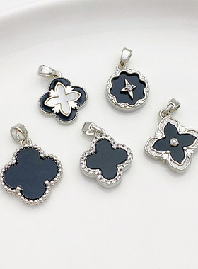 白金色简约四叶草吊坠挂件