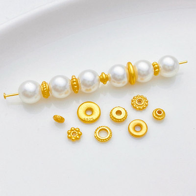 S925古法银镀金车轮珠雪花隔珠